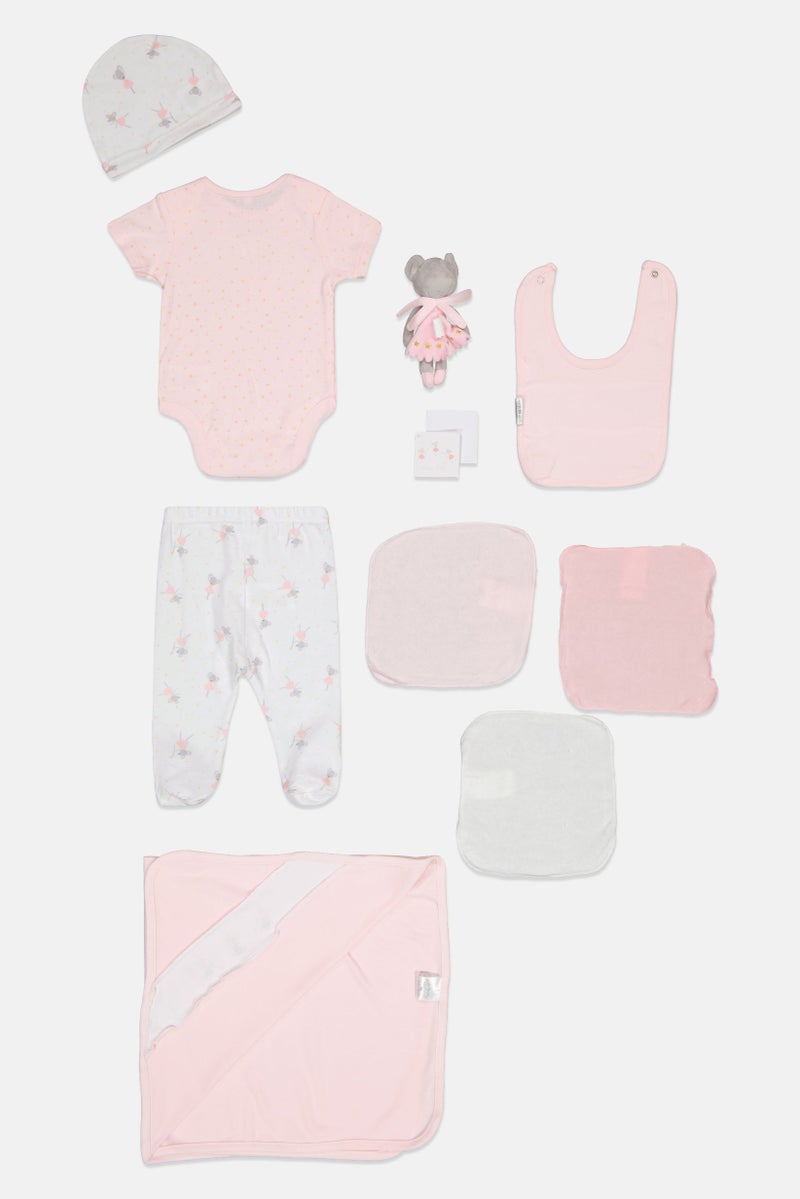 Rock-A-Bye Baby Boutique Toddlers Girl 10 Pieces Bodysuit And Pants Hanging Gift Set, Pink - Image 3