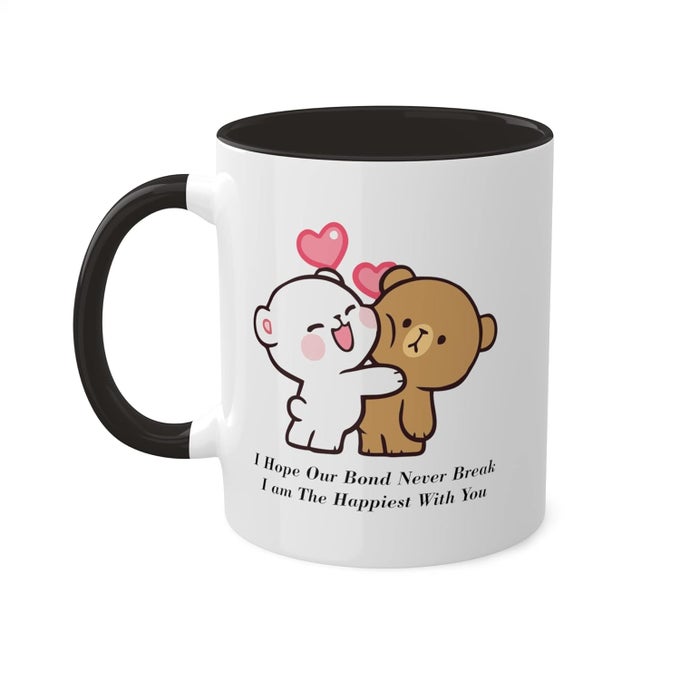 MOCHA MILK BEAR BUBU DUDU I HOPE OUR BOND WILL NEVER BREAK PRINTED INNER BLACK CERAMIC COFFEE MUG MOCHA 10