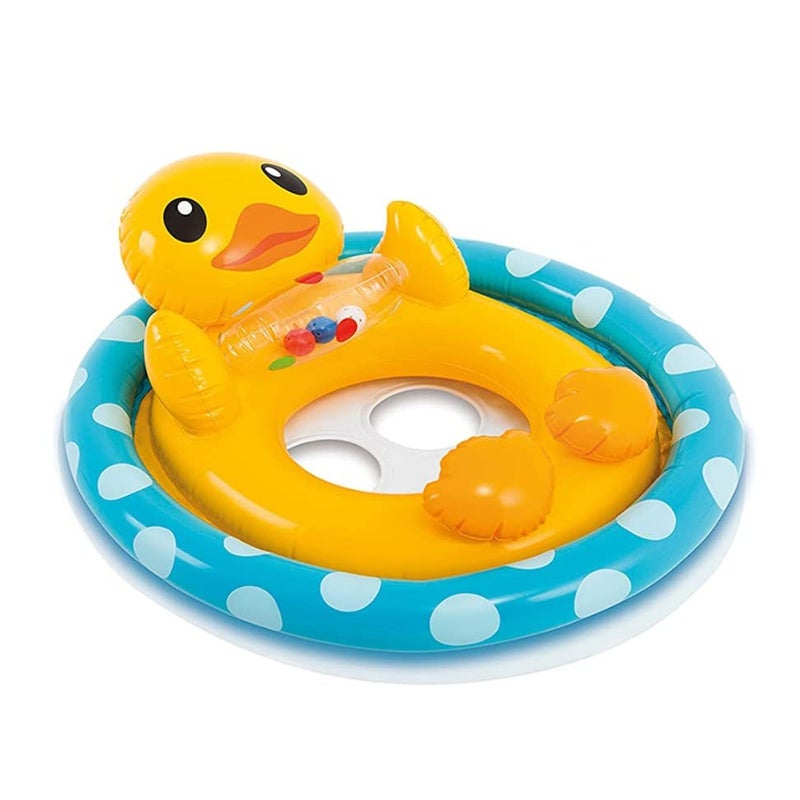 DAZVI See Me Sit Float Inflatable Swim Pool Water Ring Tube Boat for 3-4 Years Kids, Duck Shape Baby Float Ring Swimming Pool Toys Tube Raft for Babies, Cartoon Float Pool Ring - Image 1