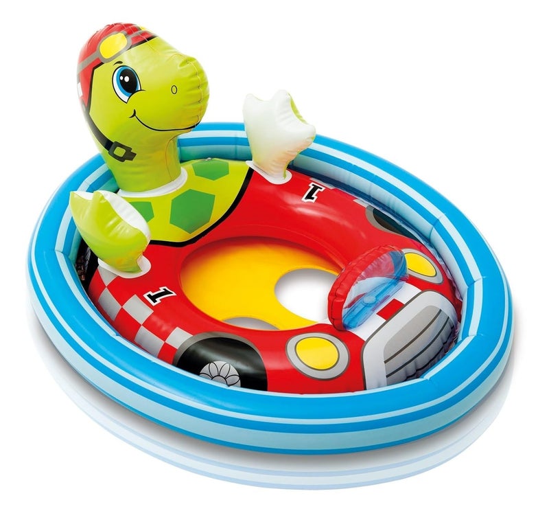 DAZVI See Me Sit Float Inflatable Swim Pool Water Ring Tube Boat for 3-4 Years Kids, Duck Shape Baby Float Ring Swimming Pool Toys Tube Raft for Babies, Cartoon Float Pool Ring - Image 4