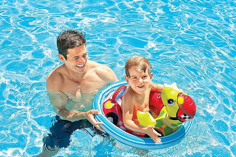 DAZVI See Me Sit Float Inflatable Swim Pool Water Ring Tube Boat for 3-4 Years Kids, Duck Shape Baby Float Ring Swimming Pool Toys Tube Raft for Babies, Cartoon Float Pool Ring - Image 3