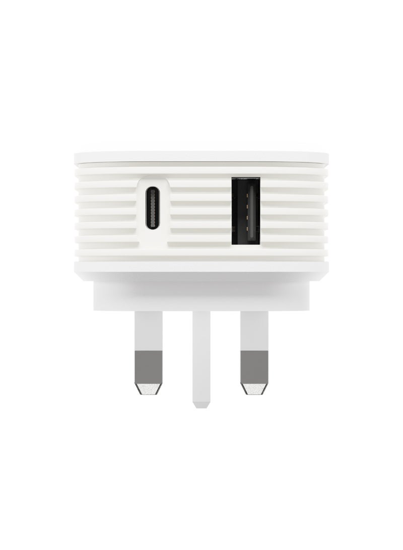 JUICE 30W Dual Port Charger, 2 Ports USB-A & USB-C Fast Charging, iPhone wall Charger, Power Adapter Compatible for iPhones, Tablets & Devices, White - Image 2