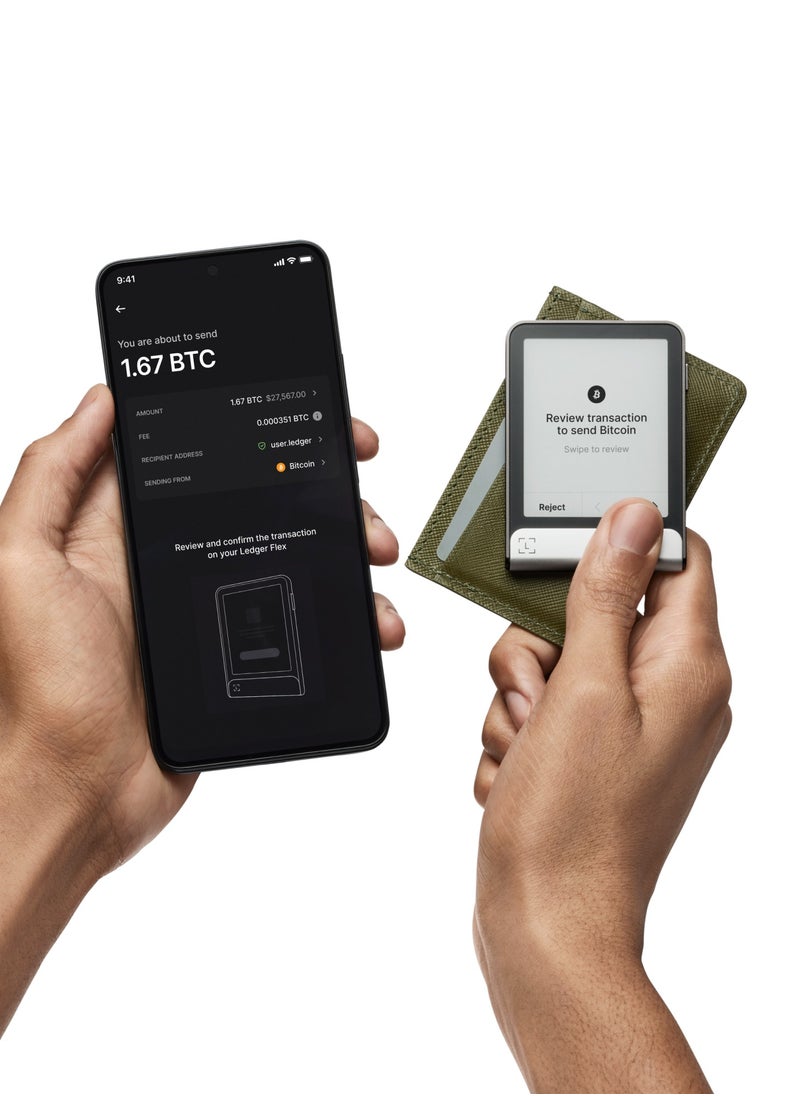 Ledger Flex Hardware Wallet | 2.84" TouchScreen Crypto & NFT Wallet, Customizable, Type-C, Bluetooth Connectivity, Wireless Charging, 5000+ Coins Supported, for iOS & Android, MacOS & Windows - Black  - Image 3