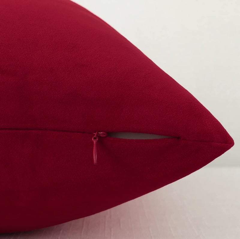 mixeoo Comfy Christmas Red Throw Pillow Covers Decorative Rectangle Solid Thick Velvet Super Soft Cushion Cases Home Decor for Sofa Couch Living Room Chair  Set of 2  12 x 20 Inch - Image 4