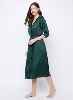 Clovia Solid 3/4 Sleeves Satin Robe by Styli  - Image 4
