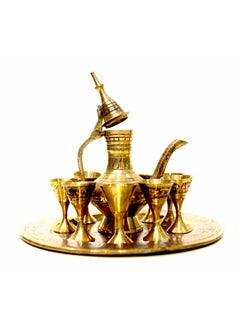 Antique Museum FAKIH COLLECTION BRASS WINE SET 6 INCHES MINA WORK PERSIAN MODEL-ALN53  - Image 1