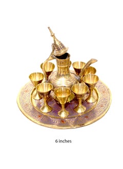 Antique Museum FAKIH COLLECTION BRASS WINE SET 6 INCHES MINA WORK PERSIAN MODEL-ALN53  - Image 2
