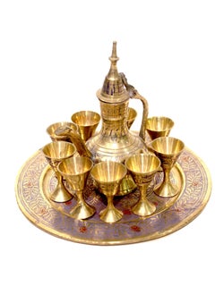 Antique Museum FAKIH COLLECTION BRASS WINE SET 6 INCHES MINA WORK PERSIAN MODEL-ALN53  - Image 4