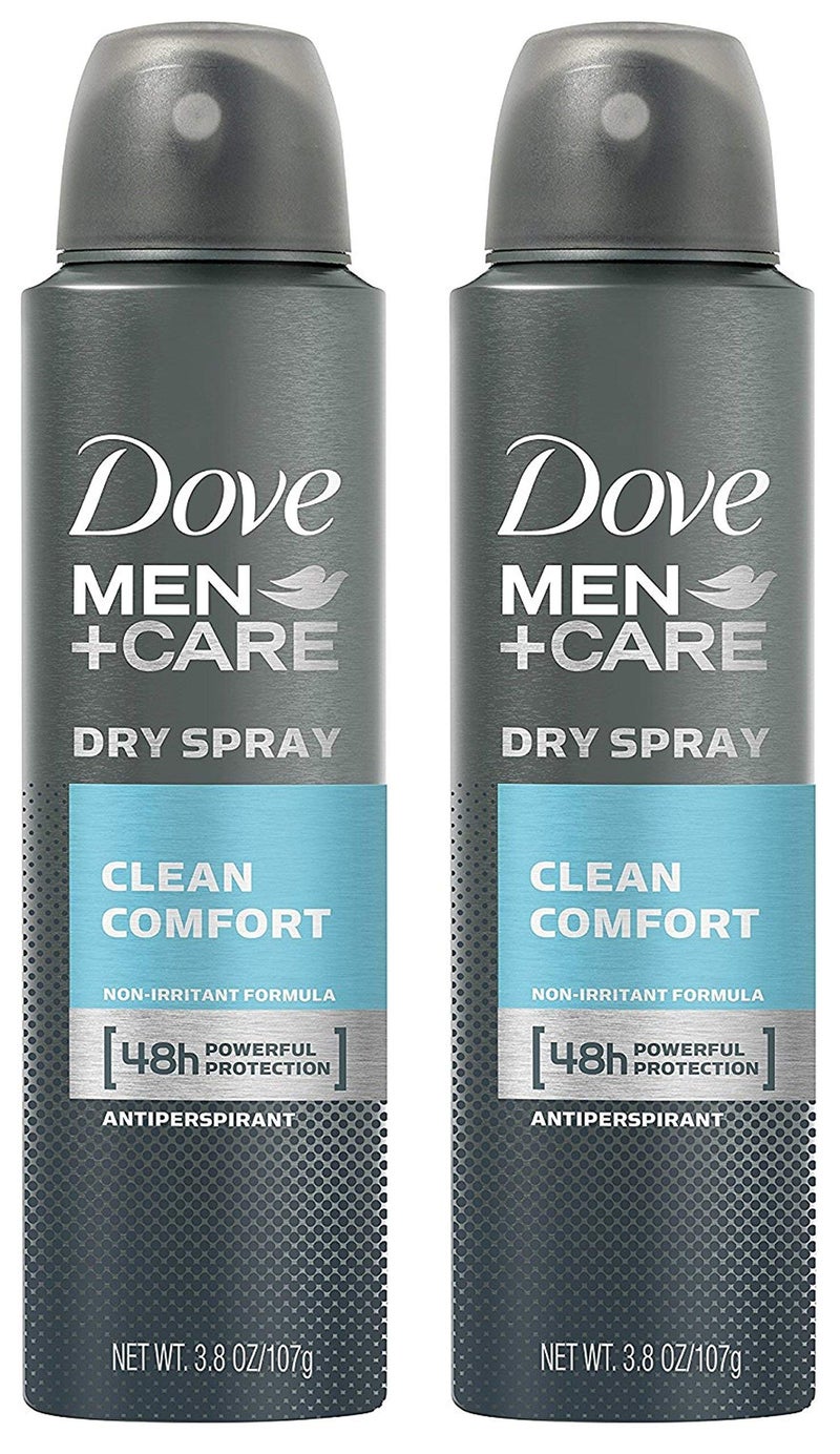 Dove Men + Care Dry Spray antitranspirante, Clean Comfort 3,8 oz (2 Pack) - Image 1