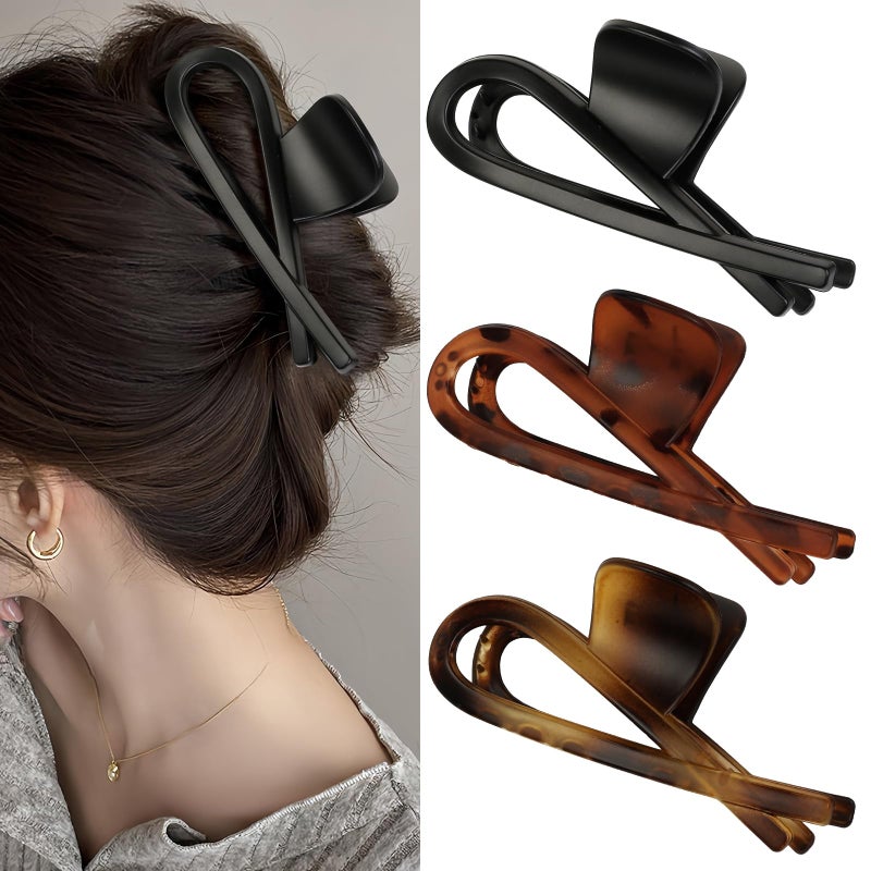TEBIEKOY Hair Clips for Women 3Pcs Elegant Bow Claw Clip 46 Large Claw Clips for Thick Hair Strong Hold Bow Clips Non Slip Cute Hair Accessories