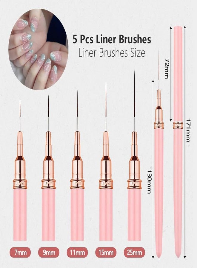 Dr.nail 62 Pcs Nail Art Brushes Set,5 Pcs Striping Liner Brush,5 Pcs Dual Tipped Silicone Dotting Sculpture Pen,50 Pcs Nail Sponges for Ombre with Grabbing Pen,Mixing Palette Pen Holder - Image 2