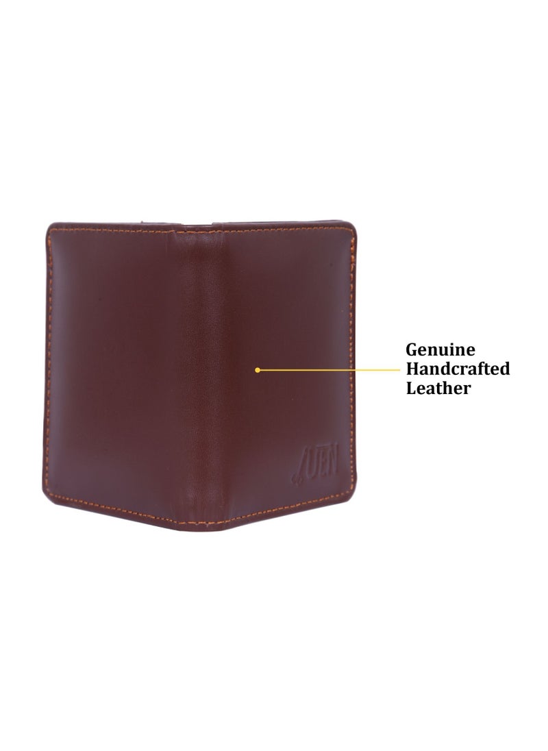 UEN Men Genuine Leather Slim Bifold Wallet - RFID Blocking Credit Card Holder, 2-Sided Handmade Design with Cash Pocket, ID Window, and Up to 6 Card Holder Slots - Dark Brown  - Image 4