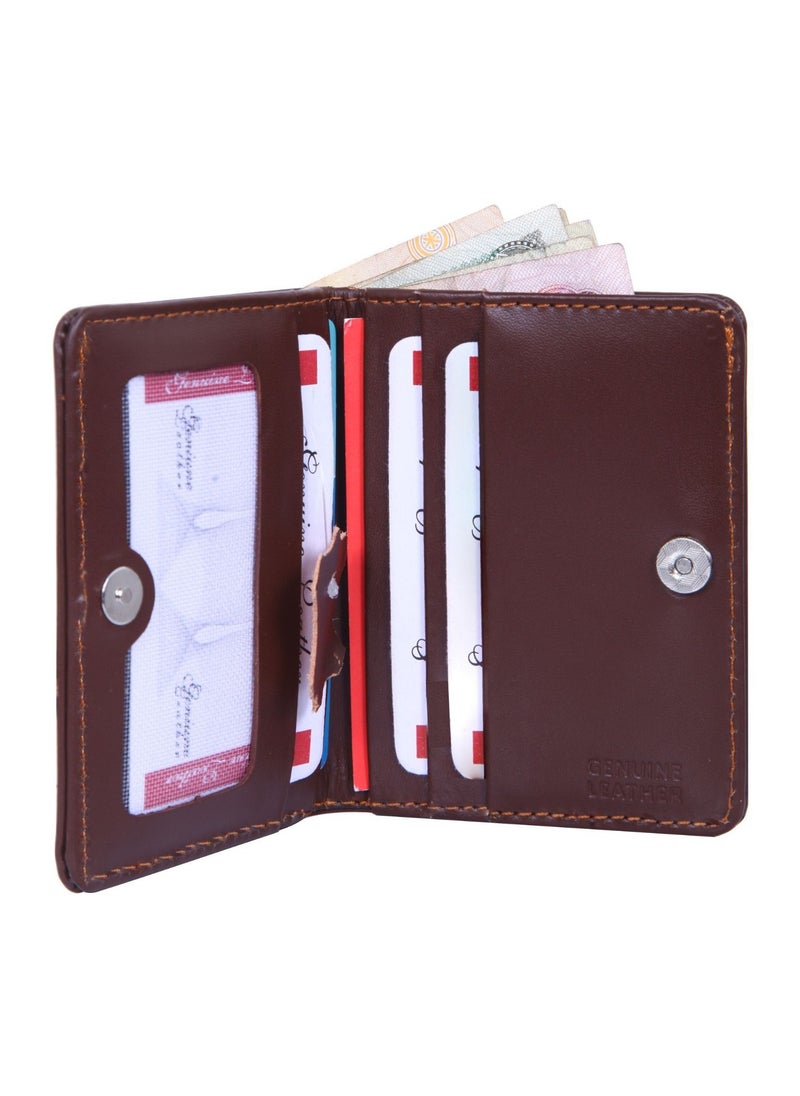 UEN Men Genuine Leather Slim Bifold Wallet - RFID Blocking Credit Card Holder, 2-Sided Handmade Design with Cash Pocket, ID Window, and Up to 6 Card Holder Slots - Dark Brown  - Image 1
