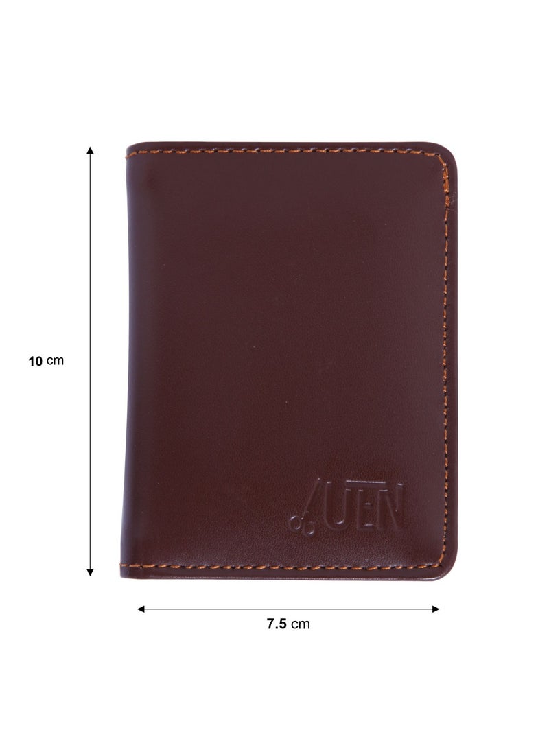 UEN Men Genuine Leather Slim Bifold Wallet - RFID Blocking Credit Card Holder, 2-Sided Handmade Design with Cash Pocket, ID Window, and Up to 6 Card Holder Slots - Dark Brown  - Image 2