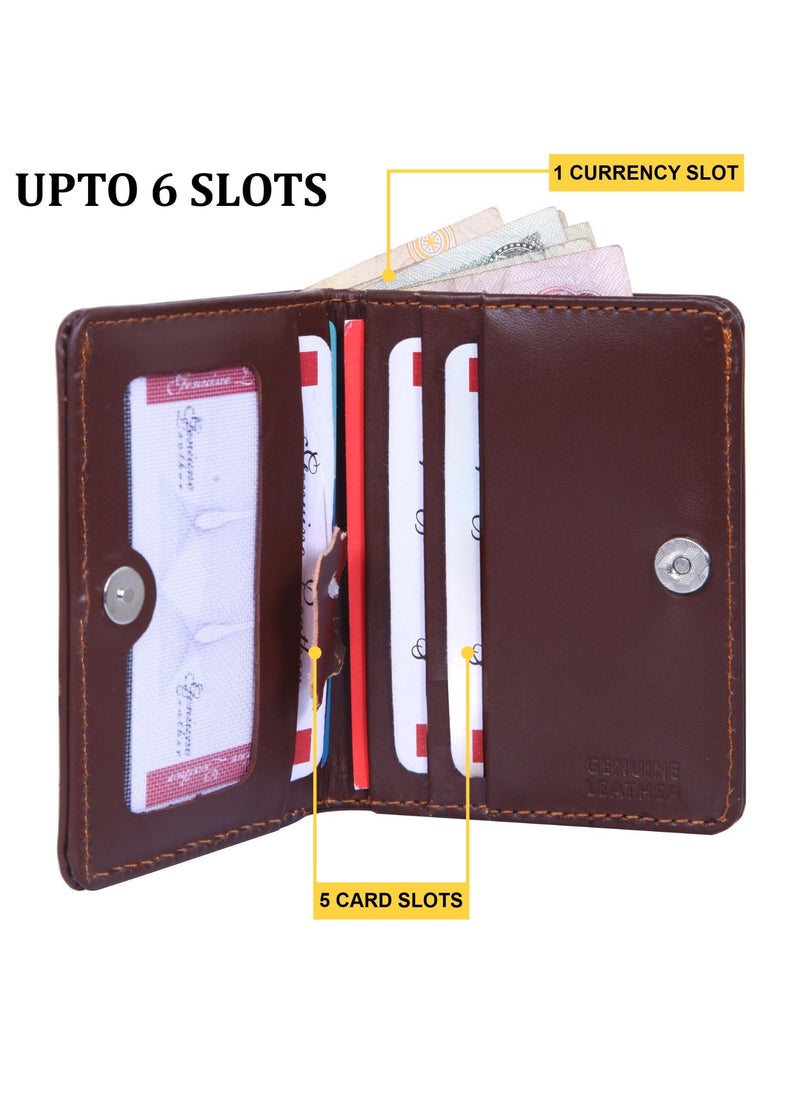 UEN Men Genuine Leather Slim Bifold Wallet - RFID Blocking Credit Card Holder, 2-Sided Handmade Design with Cash Pocket, ID Window, and Up to 6 Card Holder Slots - Dark Brown  - Image 3