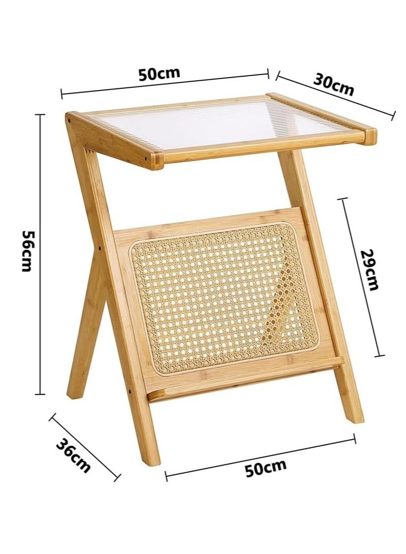 Generic FFD Modern Z Shaped Nightstand with Glass To Stylish and Practical Accent Furniture for Bedroom and Living Room  - Image 2