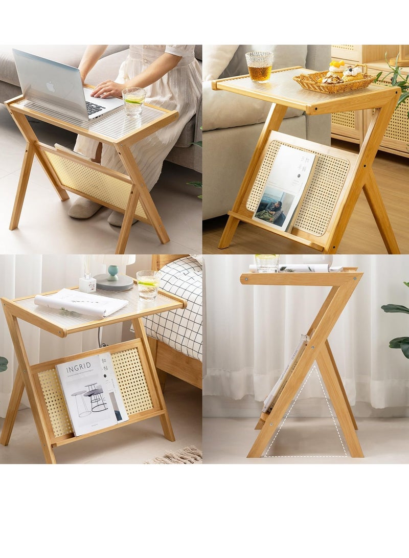 Generic FFD Modern Z Shaped Nightstand with Glass To Stylish and Practical Accent Furniture for Bedroom and Living Room  - Image 4