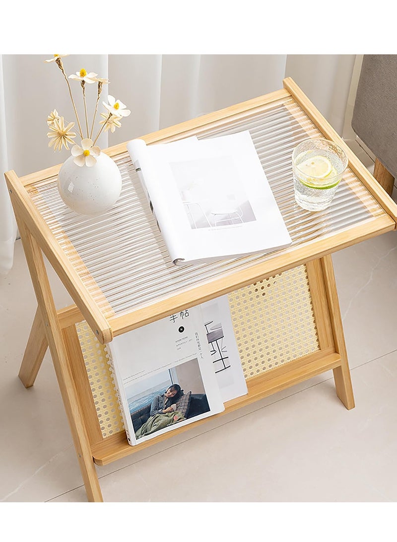 Generic FFD Modern Z Shaped Nightstand with Glass To Stylish and Practical Accent Furniture for Bedroom and Living Room  - Image 5