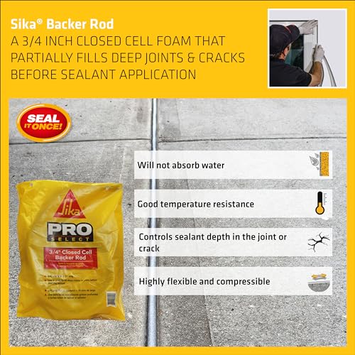 SIKA Closed Cell Foam Backer Rod, Gray, 3/4" Diameter x 20' Long, Water-Resistant Joint Filler for Sealant Application, Flexible and Durable for Cracks and Joints - Image 3