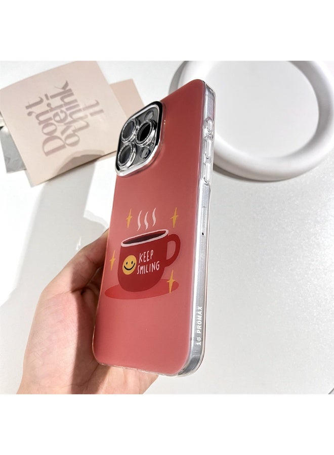 NIBEMINENT Cute Cartoon Smiling Coffee Protective TPU Case Cover For iPhone 15 Pro Clear - Image 2