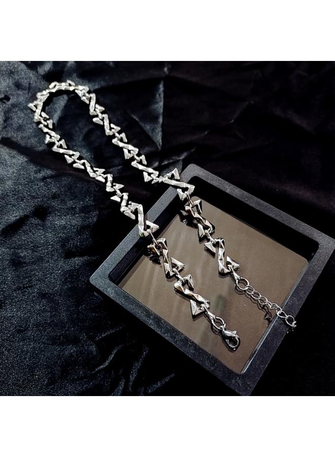 European And American Hip-hop Personality Z-letter Stitching Boys Necklace Female Niche Design Cold High-level Digital Clavicle Chain
