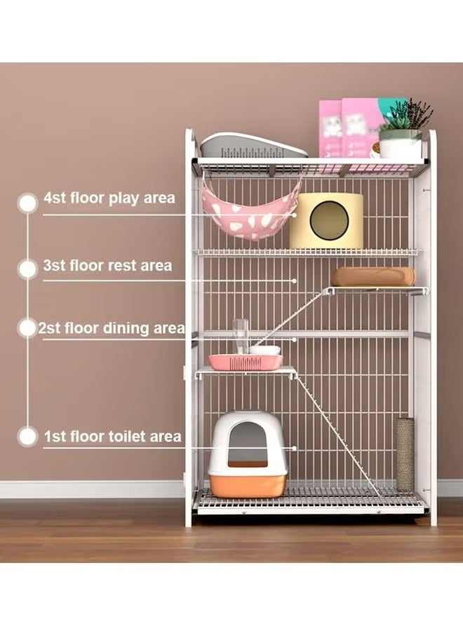 WALALLA 4-Tier Large Cat Cage, Animal Enclosure Playpen Spacious Multi-Level Cat Condo with Removable Tray Platform and Ladder , Sturdy Metal Pet Home for Indoor Cats, Ideal Exercise Place with Easy Access Door, Perfect for Kittens & Adult Cats,White 86*61*140cm - Image 5