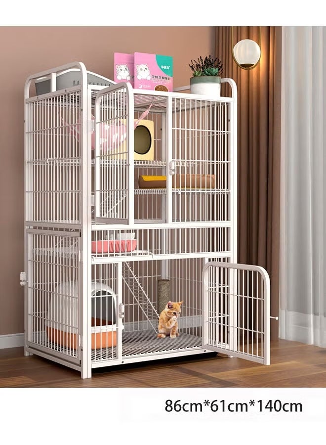 WALALLA 4-Tier Large Cat Cage, Animal Enclosure Playpen Spacious Multi-Level Cat Condo with Removable Tray Platform and Ladder , Sturdy Metal Pet Home for Indoor Cats, Ideal Exercise Place with Easy Access Door, Perfect for Kittens & Adult Cats,White 86*61*140cm - Image 2