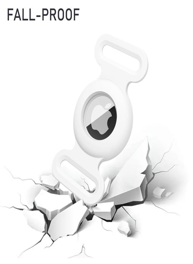 Meliya Airtag Dog Collar Holder for Apple Airtag Dog Tracker, 2 Pack GPS Tracking Accessories Anti-Lost Silicone Air Tag Holder Case for Pet Cat Dog Collars (White+Pink, Small) - Image 4