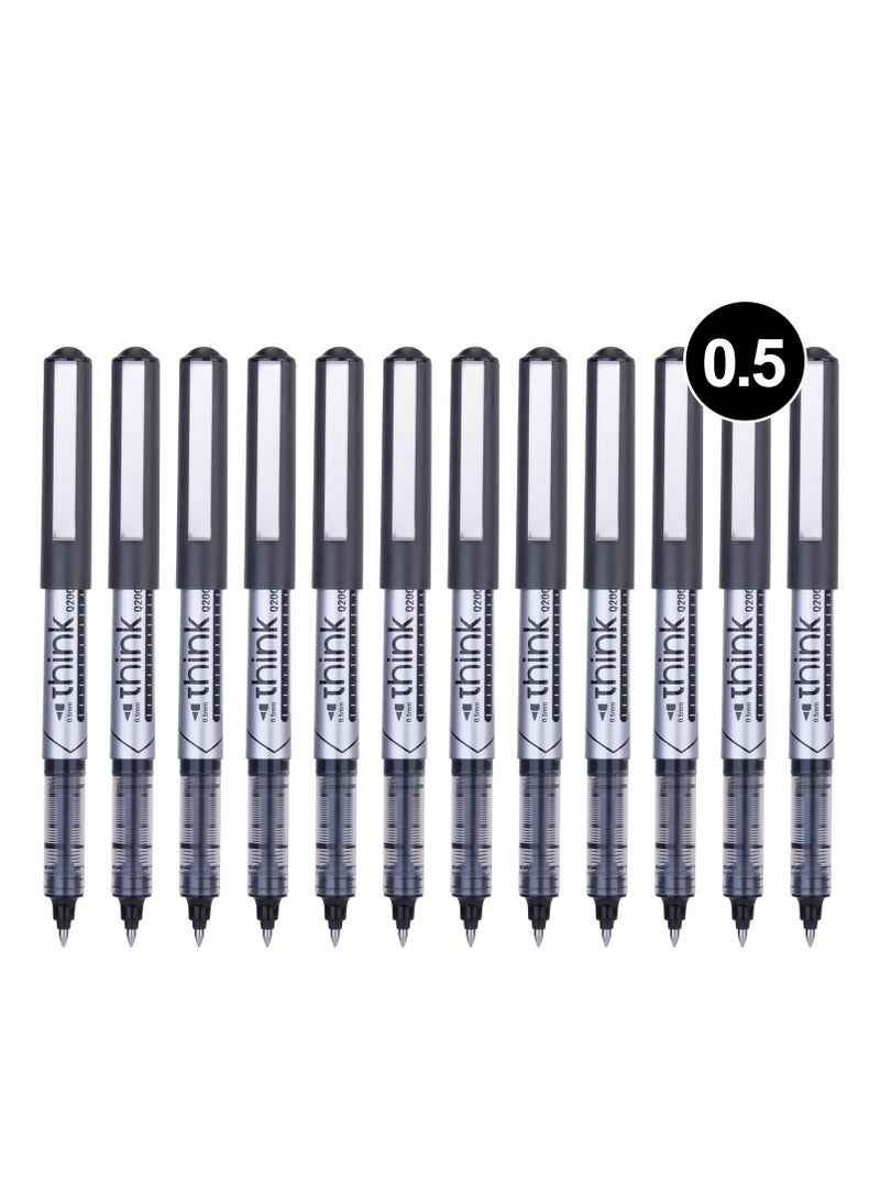 Deli EQ20020 Roller Pen â€“ 0.5mm Bullet Tip, Smooth Writing, Ink Indicator, Low Odor & Non-Toxic Ink â€“ Black - Image 1