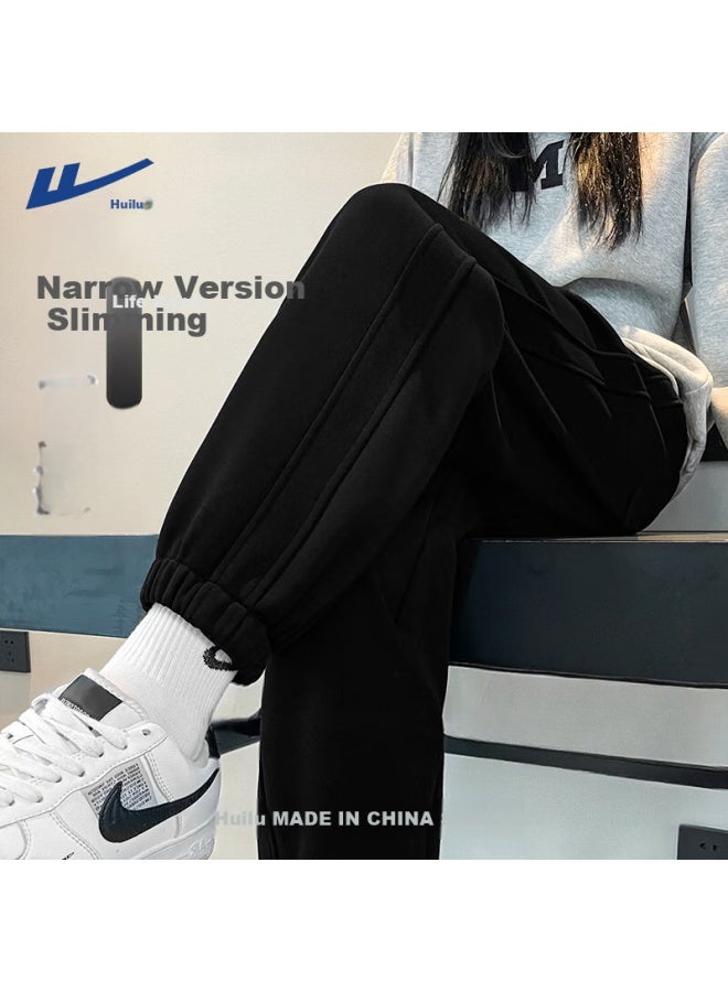Pull Back Huili Women's Casual Pants, And Winter Style, Fleece-lined Thickened Sweatpants, High-waisted Slimming Straight-leg Pants, Loose-fitting Sweatpants - Image 1