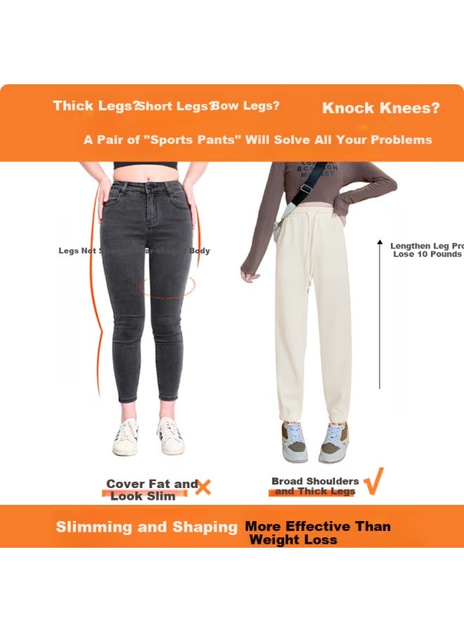 Pull Back Huili Women's Casual Pants, And Winter Style, Fleece-lined Thickened Sweatpants, High-waisted Slimming Straight-leg Pants, Loose-fitting Sweatpants - Image 2