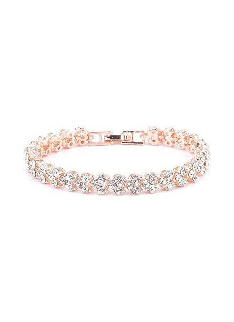 Bracelets for Women,Cubic Zirconia Tennis Bracelet,Classic Bling Bangles for Teens Girls and Female Hand Jewelry Accessories-6.5 Inch (Rose Gold)