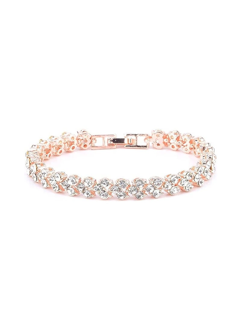 NNEWVANTE Bracelets for Women,Cubic Zirconia Tennis Bracelet,Classic Bling Bangles for Teens Girls and Female Hand Jewelry Accessories-6.5 Inch (Rose Gold)  - Image 1