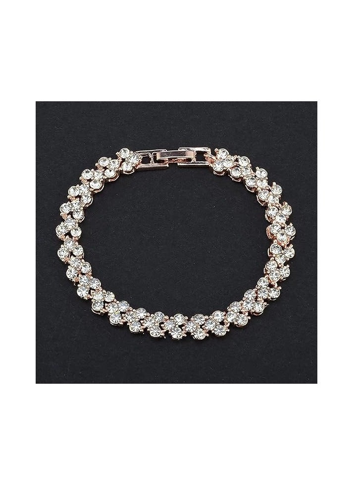 NNEWVANTE Bracelets for Women,Cubic Zirconia Tennis Bracelet,Classic Bling Bangles for Teens Girls and Female Hand Jewelry Accessories-6.5 Inch (Rose Gold)  - Image 2