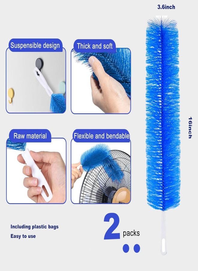 Microfiber dust removal fan cleaning brush Blue (2 pack), suitable for cleaning ceiling fans, exhaust vents, curtains, etc. - Image 2