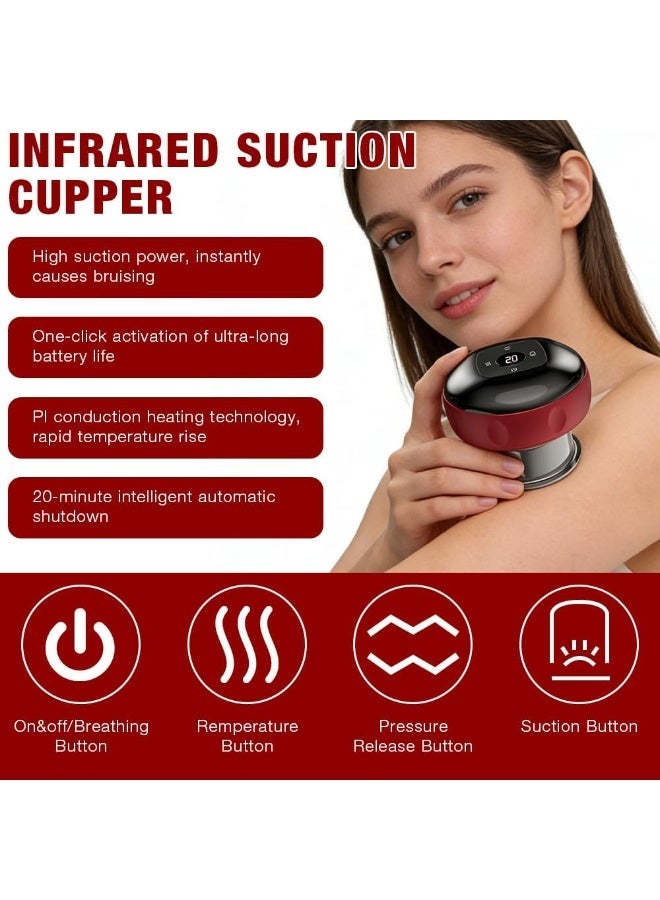 CMGTYYD 5 in 1 Electric Cupping Set, Smart Vacuum Gua Sha Cupping Therapy Massager with 12 Levels Adjustable Temperatures and Remote Control for Back, Neck, Shoulders, Body and Legs ﻿ - Image 4