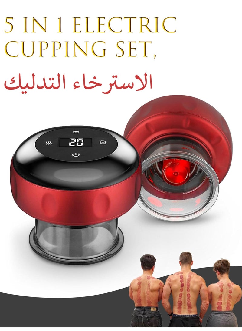 CMGTYYD 5 in 1 Electric Cupping Set, Smart Vacuum Gua Sha Cupping Therapy Massager with 12 Levels Adjustable Temperatures and Remote Control for Back, Neck, Shoulders, Body and Legs ﻿ - Image 1