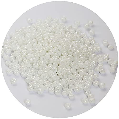 Bala&Fillic White Pearl Color 4mm Seed Beads About 1200pcs/100Grams in Bag, 6/0 Glass Craft Beads for Making Bracelet and Necklace (White Pearl) - Image 1
