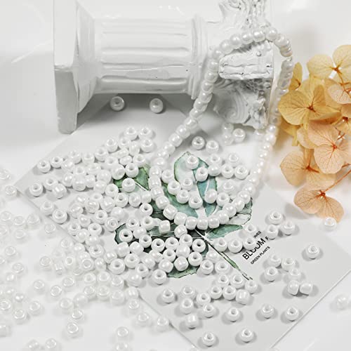 Bala&Fillic White Pearl Color 4mm Seed Beads About 1200pcs/100Grams in Bag, 6/0 Glass Craft Beads for Making Bracelet and Necklace (White Pearl) - Image 3