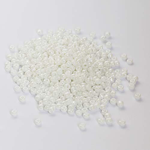 Bala&Fillic White Pearl Color 4mm Seed Beads About 1200pcs/100Grams in Bag, 6/0 Glass Craft Beads for Making Bracelet and Necklace (White Pearl) - Image 2