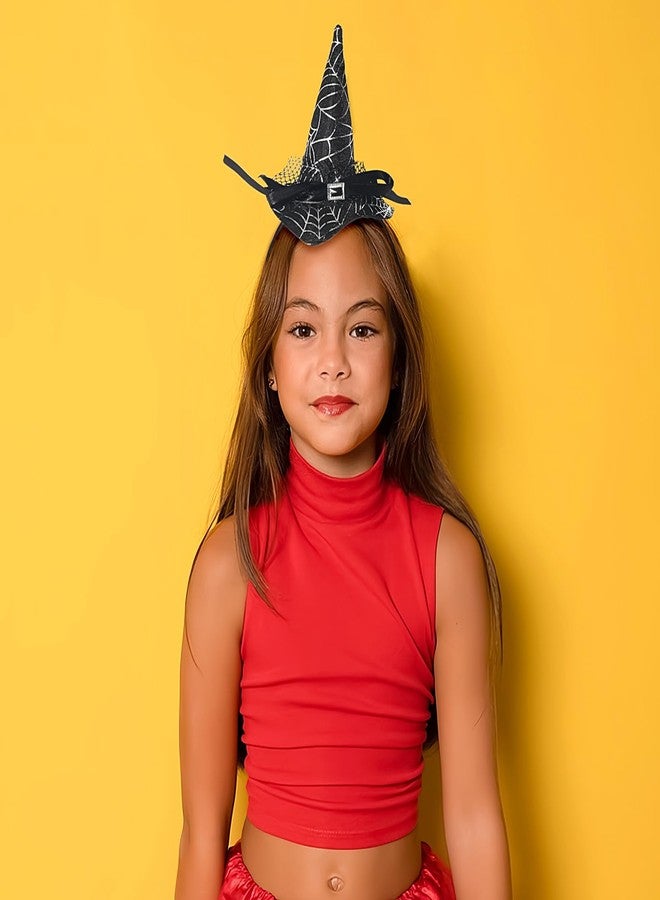 Jacnkb Cute Witch Mini Pointy Black Hat - Witch & Wizard Spiderweb Hair Hoop Headband - Halloween Party Hairband & Accessories - Image 5