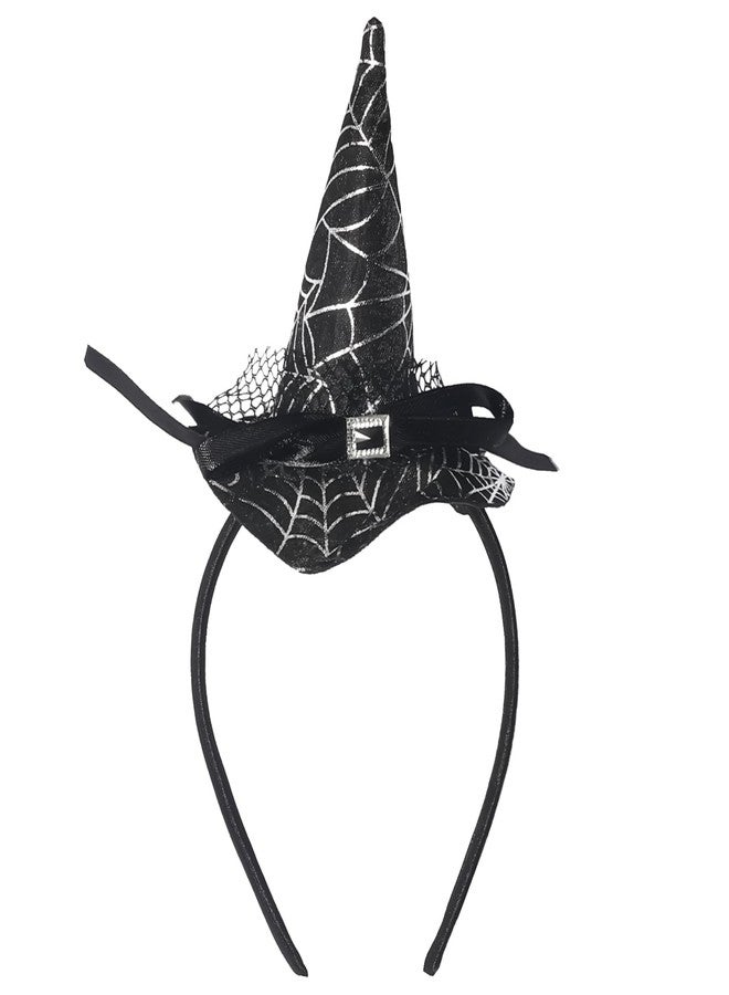 Jacnkb Cute Witch Mini Pointy Black Hat - Witch & Wizard Spiderweb Hair Hoop Headband - Halloween Party Hairband & Accessories - Image 1