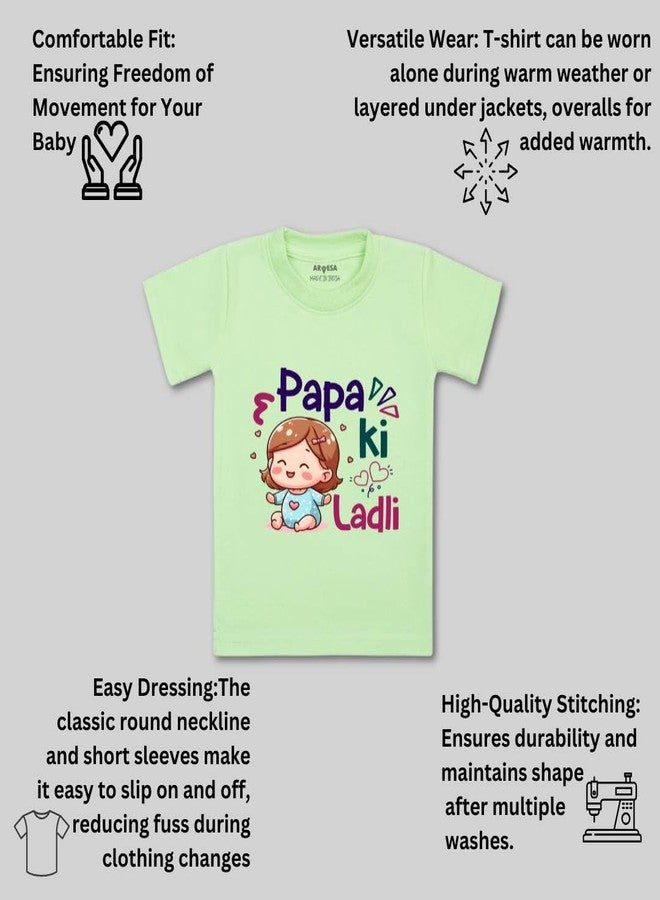 ARVESA Papa Ki Ladli TS-1490 Dad Baby Tshirt for Kids Boys & Girls Half Sleeves Round Neck Clothes Tshirt for Kids Boys 1 Months to 6 Years Dress - Image 3