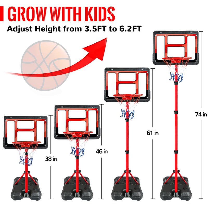 GMAOPHY Kids Basketball Hoop with Stand, Adjustable Basketball Set, Toddler Basketball Toys for Boys Age 3 4 5 6 7 8, Indoor Outdoor Backyard Sport Game Gifts - Image 4