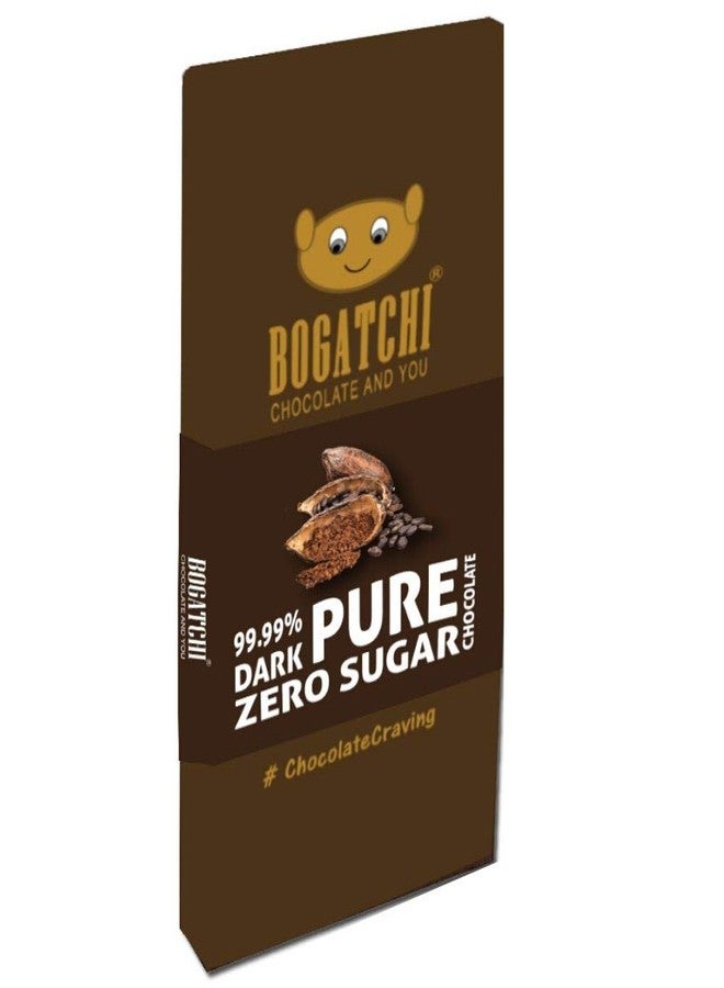 BOGATCHI 99% Dark Chocolate Real Intense Cocoa, Zero Sugar, Sugar Free Dark Handcrafted Chocolate, 80 gm - Image 1