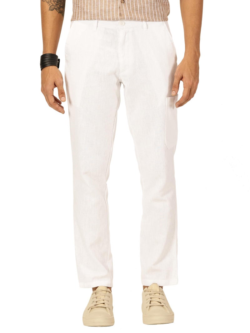 Thomas Scott Men's Linen Blend Straight Fit Chino Pants (White, 38) - Image 1