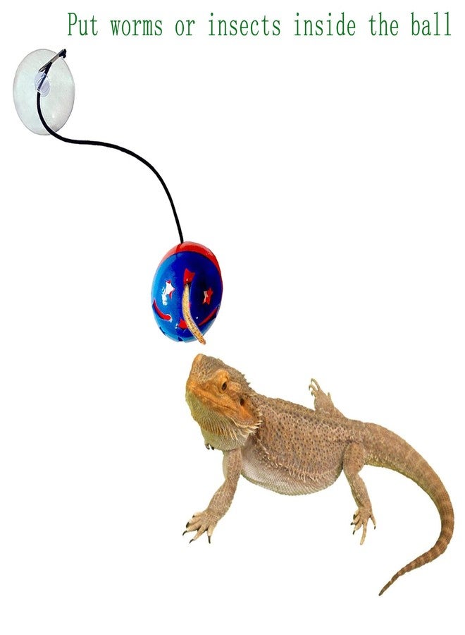 Koomduk 7 Pack Bearded Dragon Toys Reptile Lizard Toy Balls Bell with Suction Cups and Ropes Fit for Small Reptile Animals - Image 2