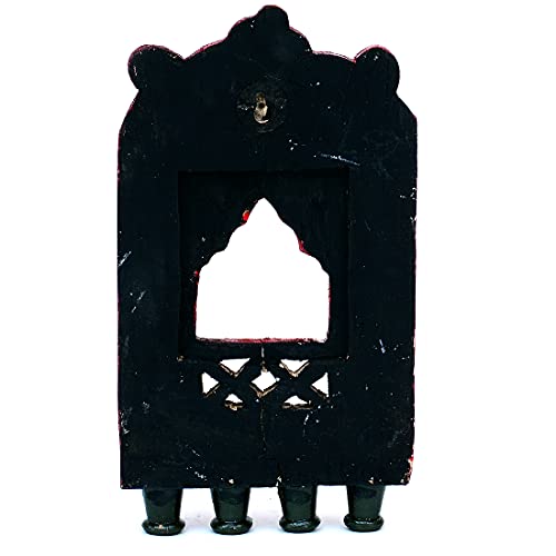 Medieval Arts Wood Mina Hand Painted Abstract Decorative Wall Hanging Jharokha Showpiece (10 inch, Multicolour) - Image 5