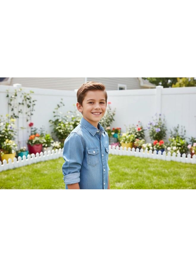 OCHENTA Men & Boys' Denim Button Down Shirt Long Sleeve Lightweight Father Son Matching Outfit, Light Blue, 2 Years - Image 4