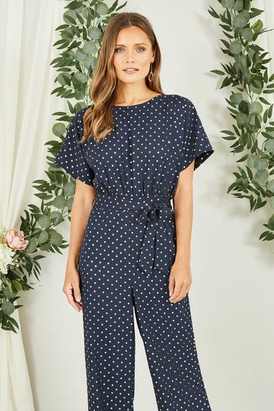 Yumi Navy Sparkle Velvet Relaxed Fit Top With Fluted Sleeves